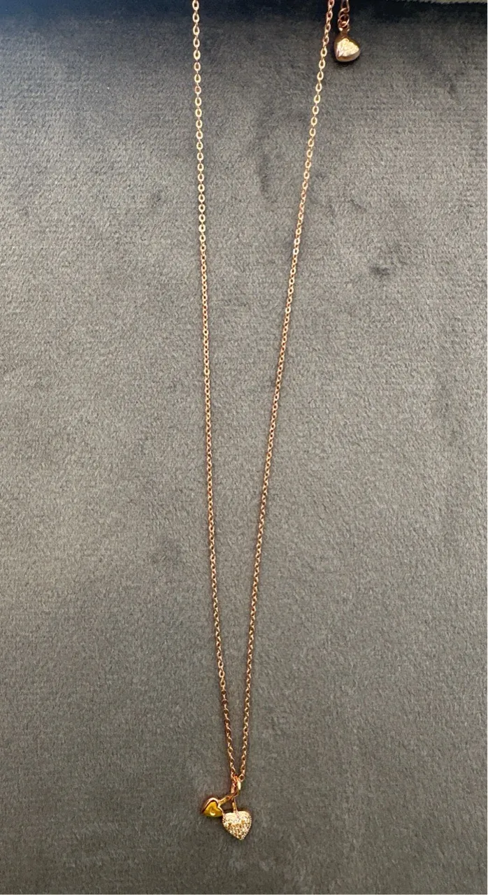 Twin Heart Pendant Necklace view 2