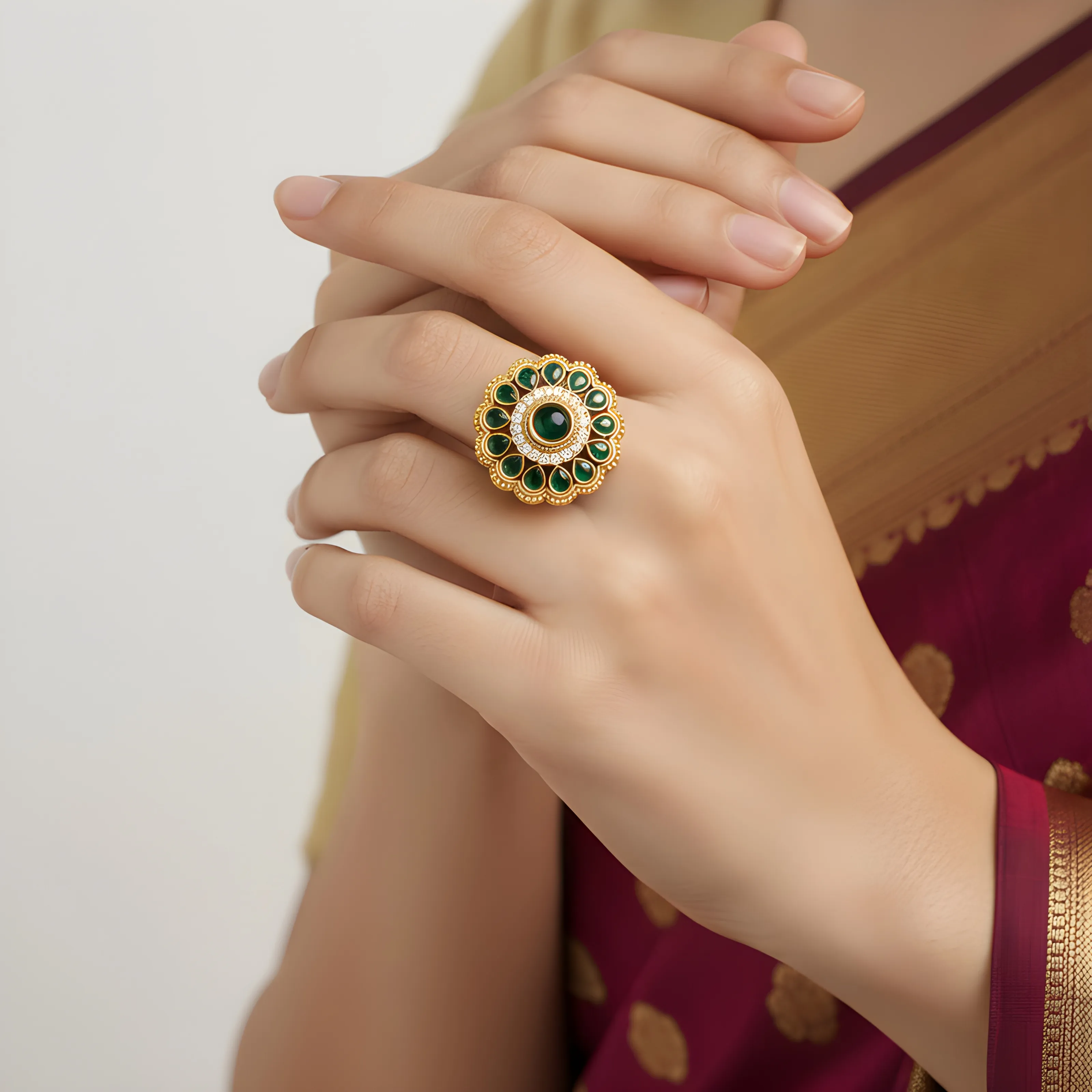 Gold-Plated Circular Green Amarpali view 2