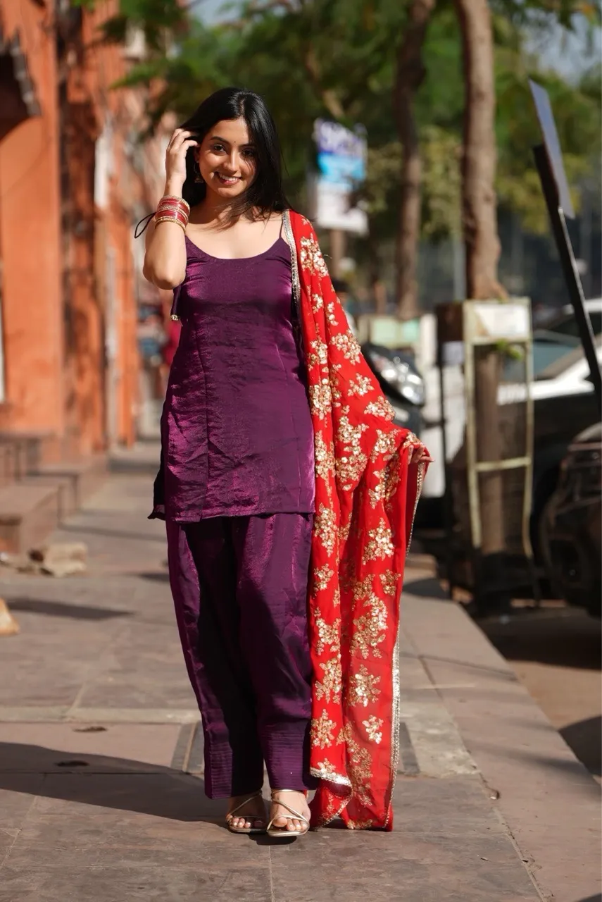 ‘Fasana’ Farshi Salvar Set - Purple view 5