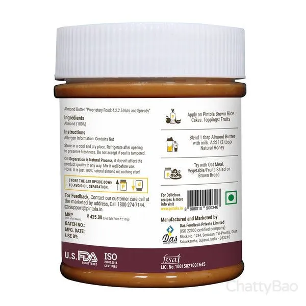 Pintola Almond Butter Creamy 200 g view 3