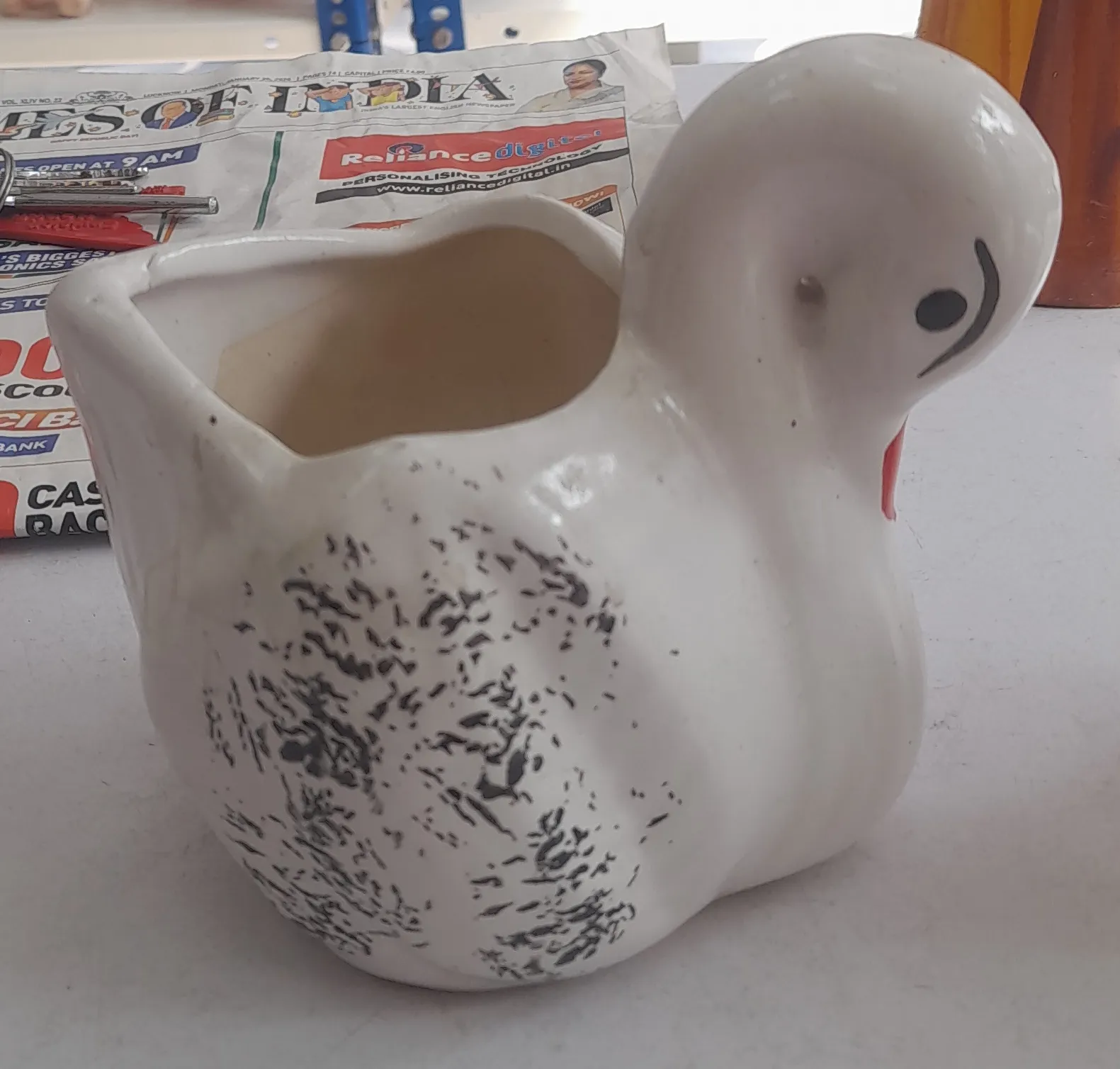 Swan-shaped Ceramic Planter view 2