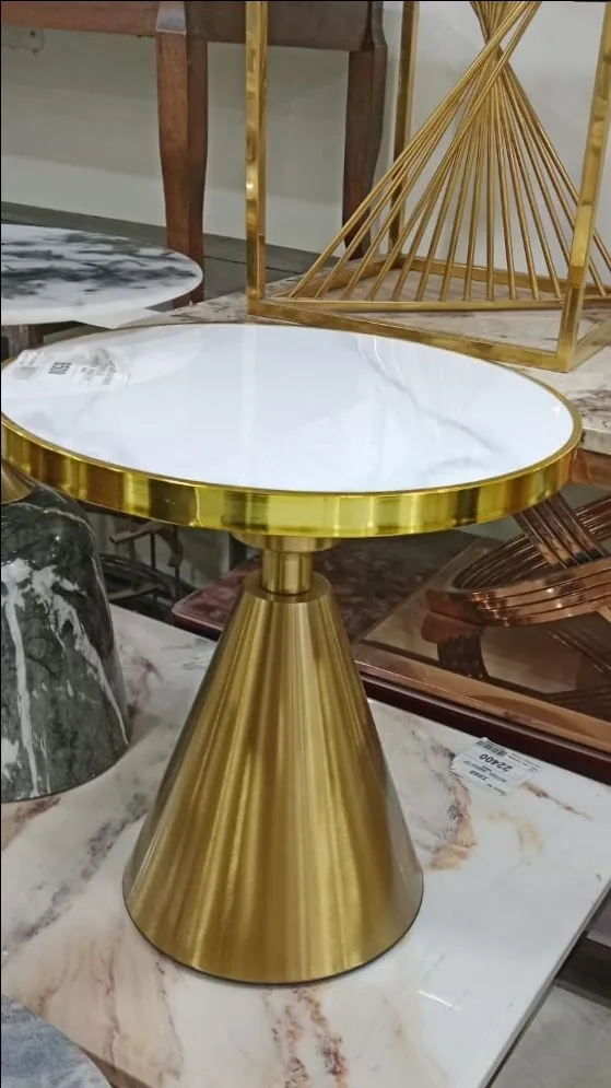 Imported Top Marble And Ss Side Table