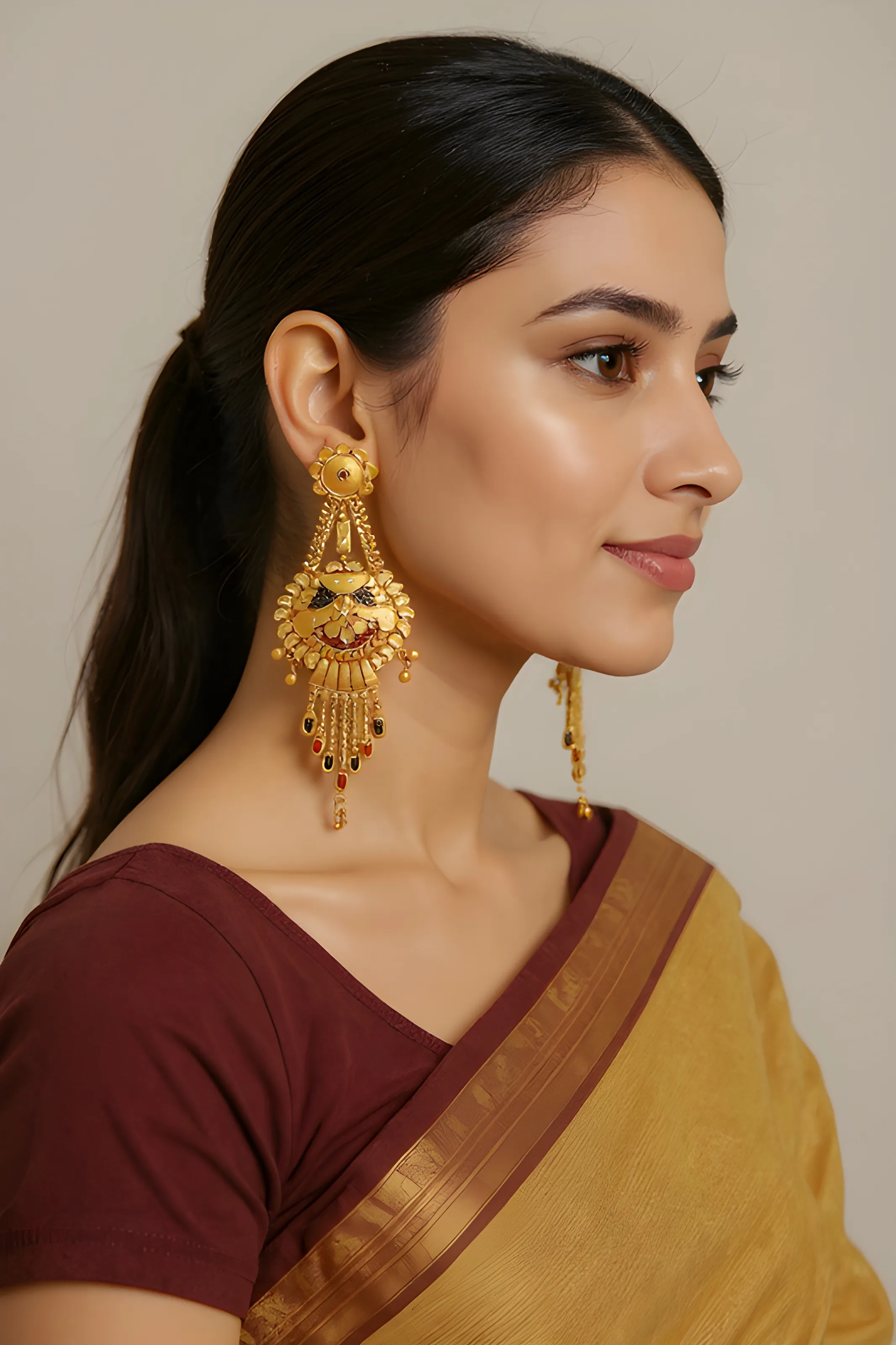 Gold Earrings#@ view 2