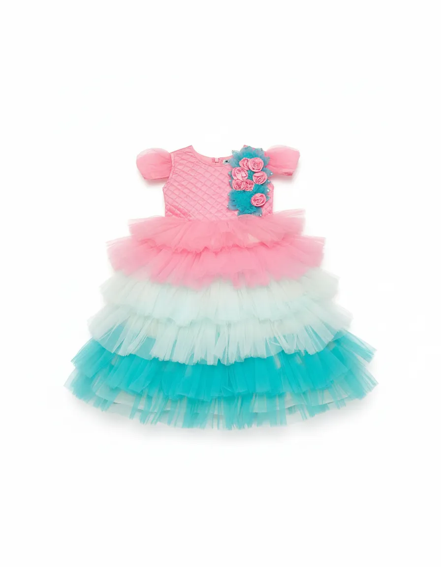 Girls Party Wear Gown Pnk view 2