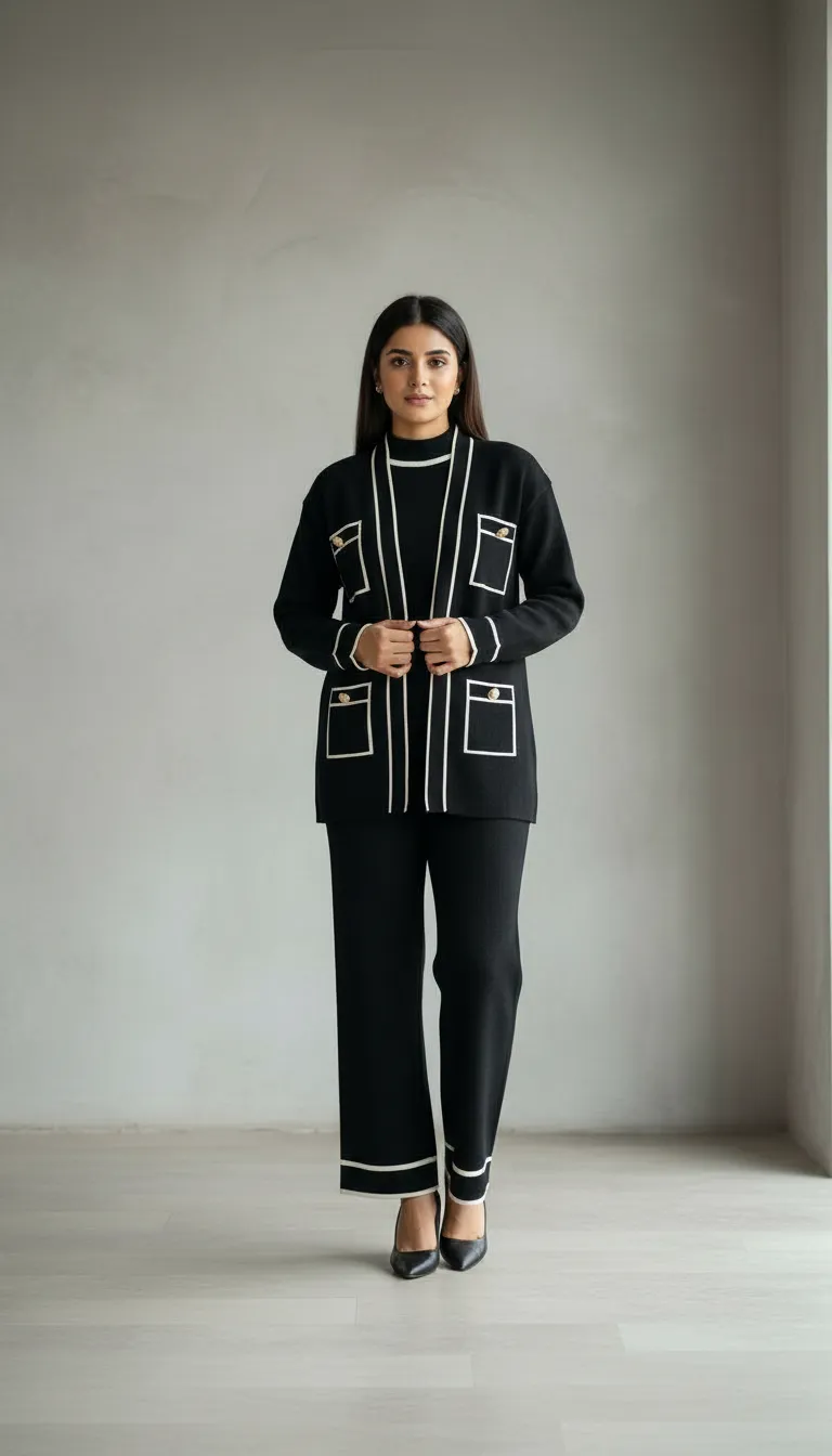 Black Wollen Co-ord Set view 2