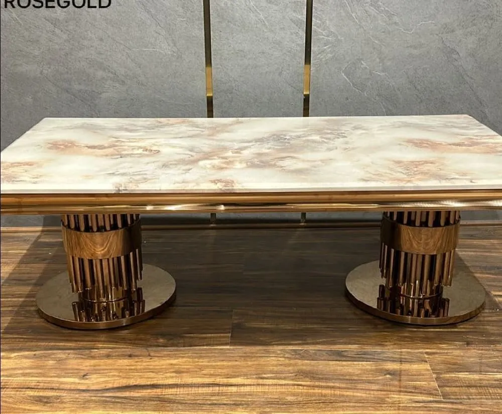 Rose Gold With Marble Top Centre Table