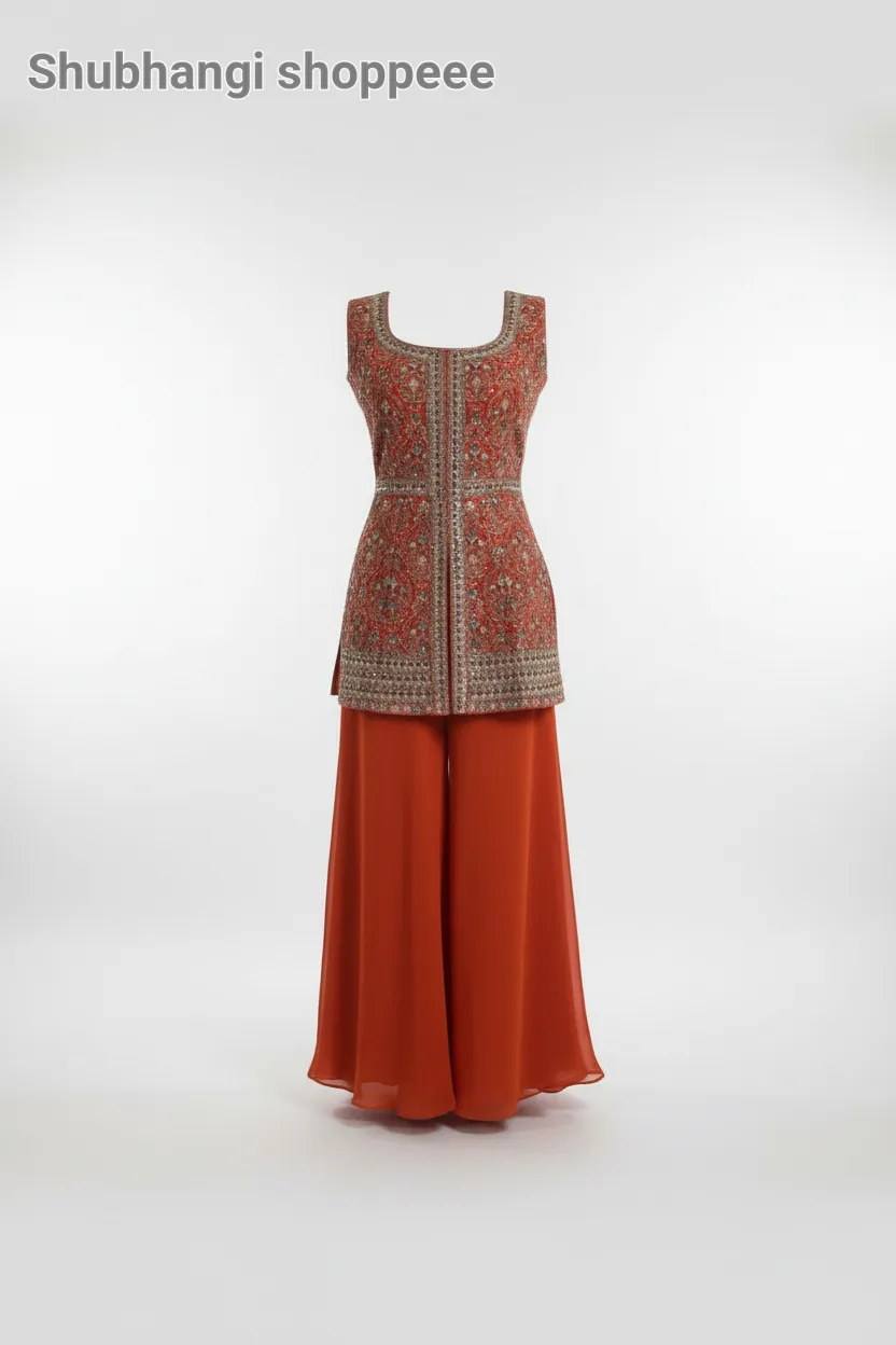 Embroidered Indo Western view 2