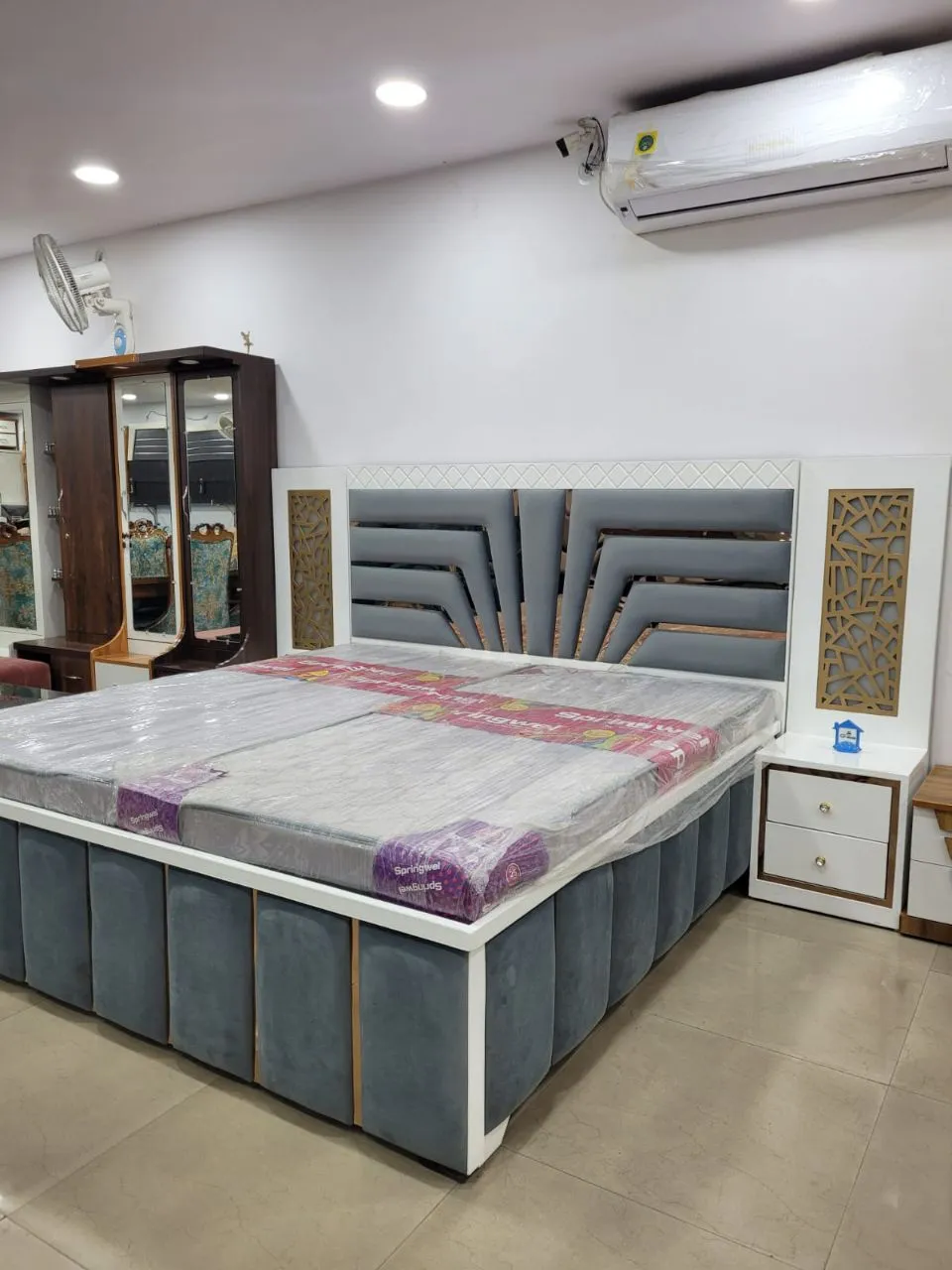 Luxury Upholstered Bed With Side Tables view 2