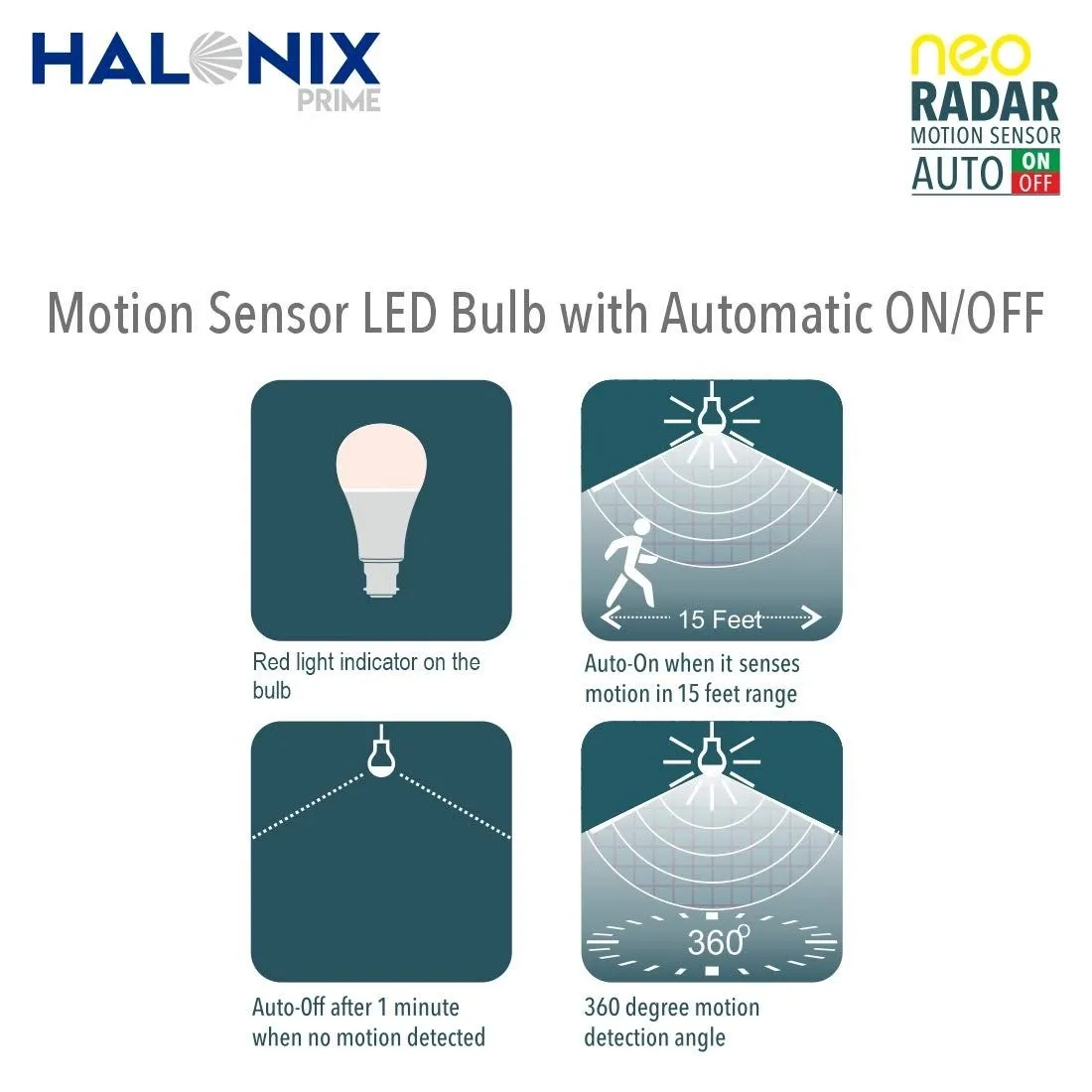 Halonix Neo Radar 10W LED Bulb view 5