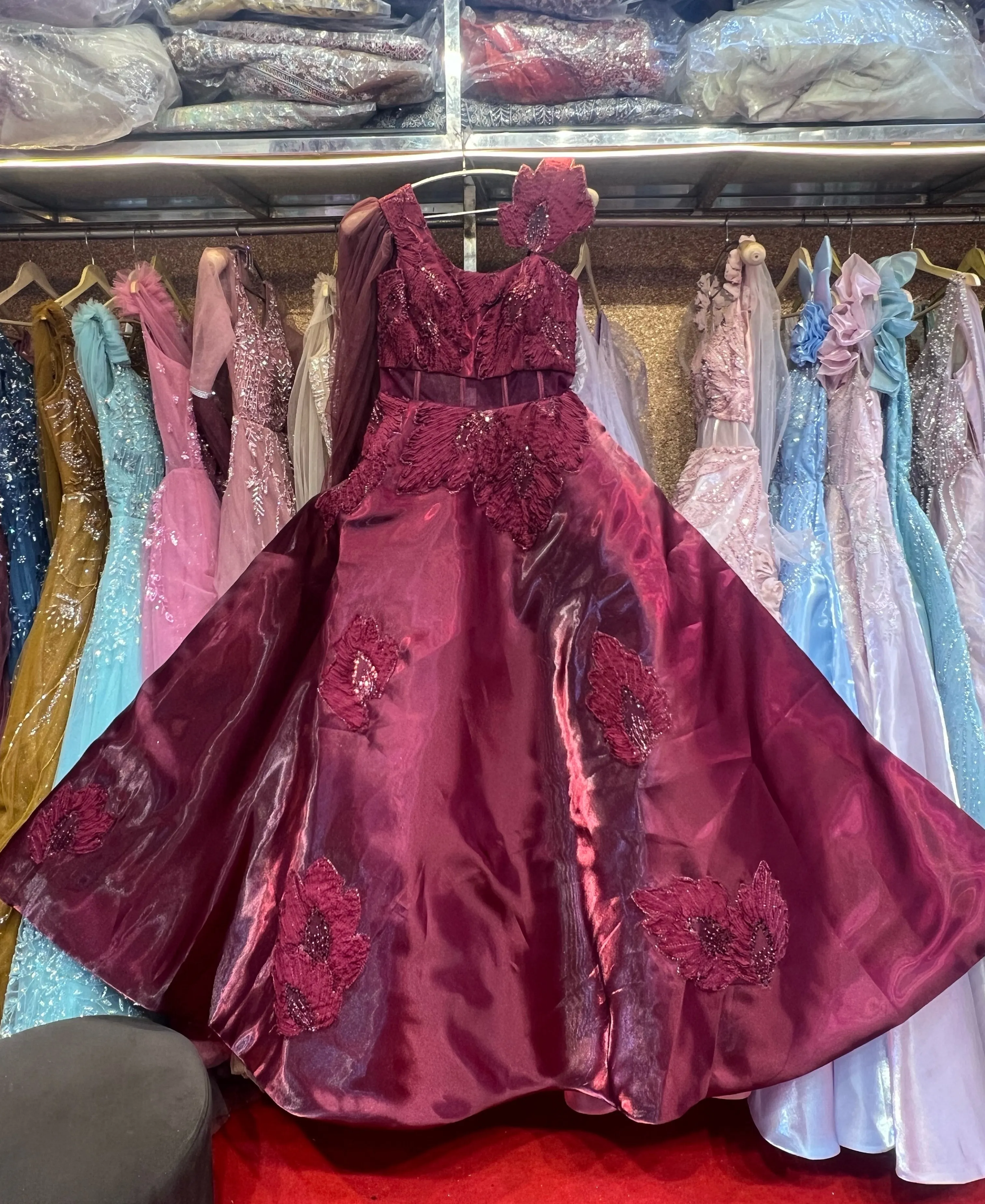 Elegant Maroon Evening Gown view 2