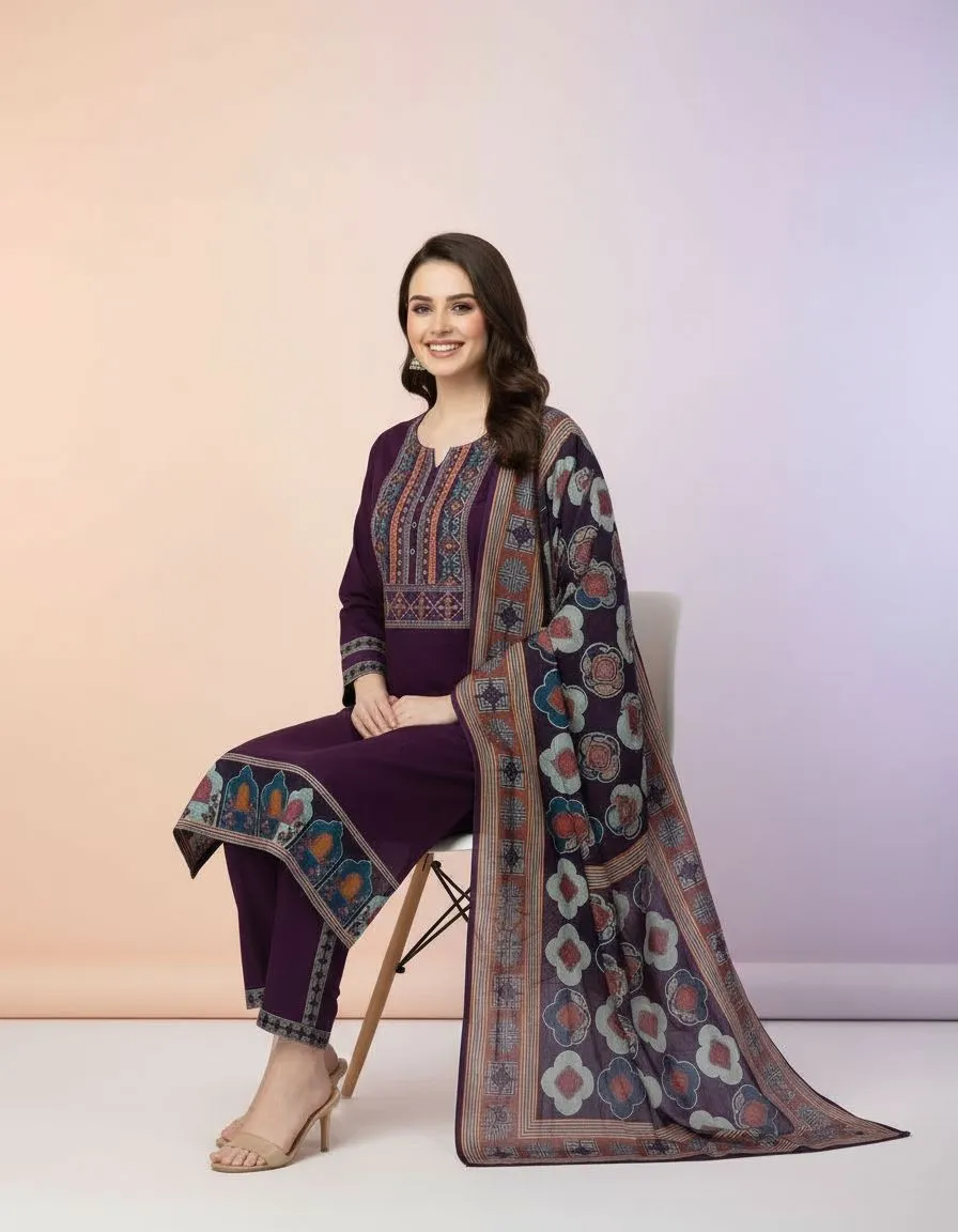 Ethnic Purple Salwar Suit view 2