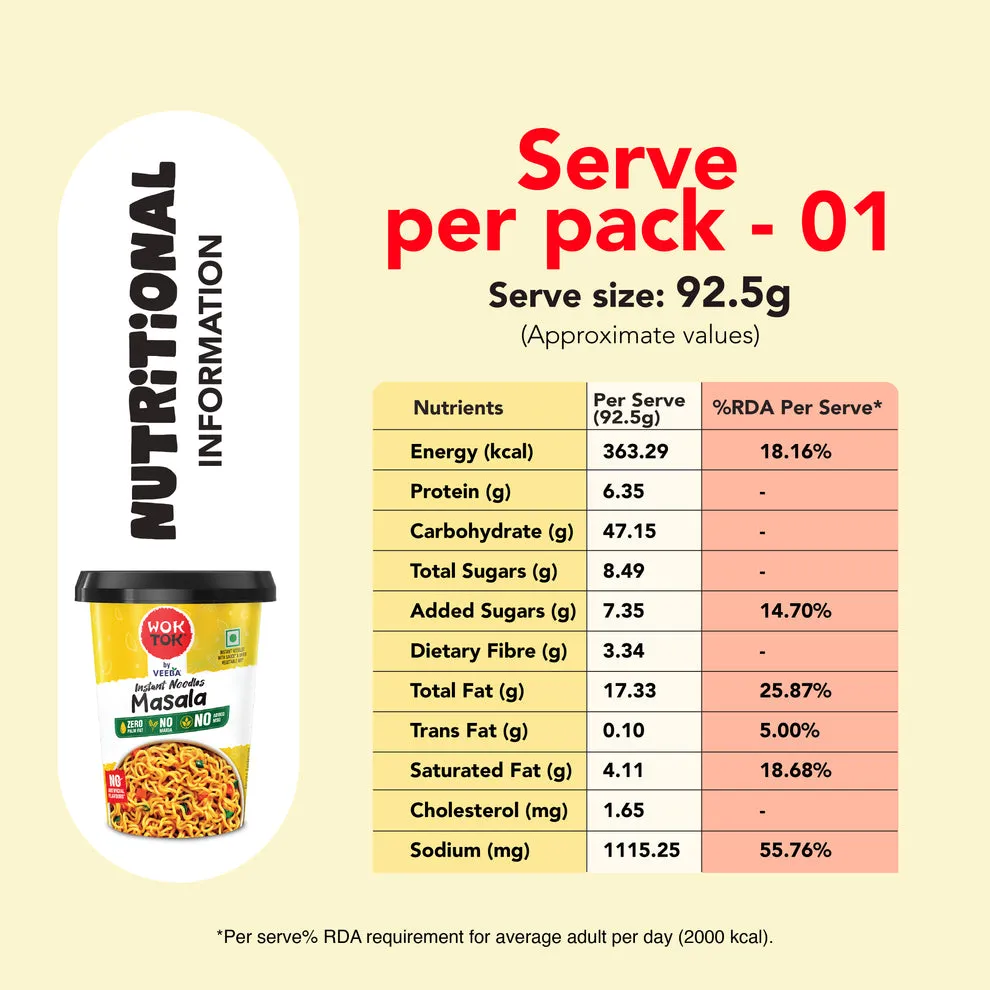 Veeba Wok Tok Instant Cup Noodles Masala 92.5 g view 3