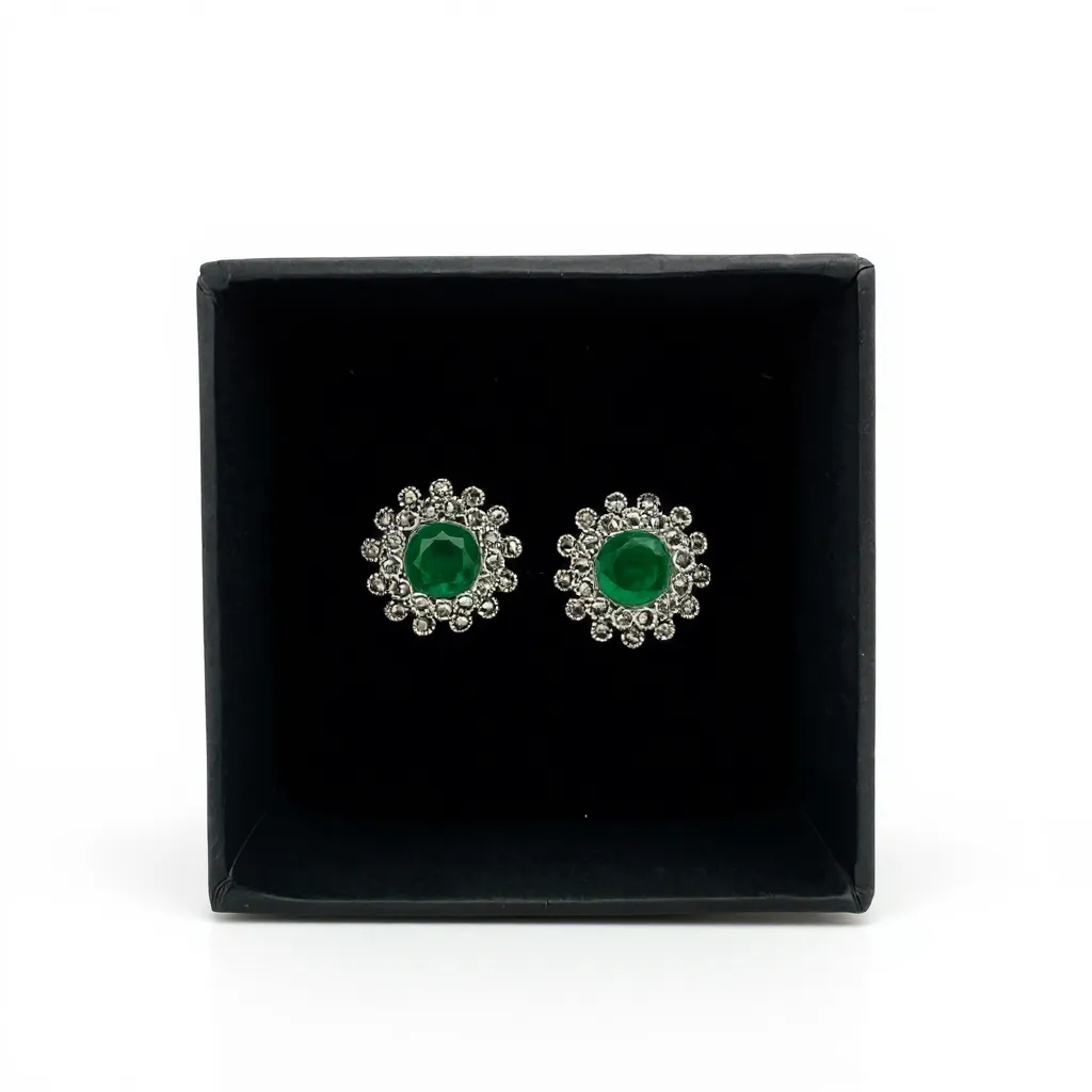 Emerald Stud Earrings view 2
