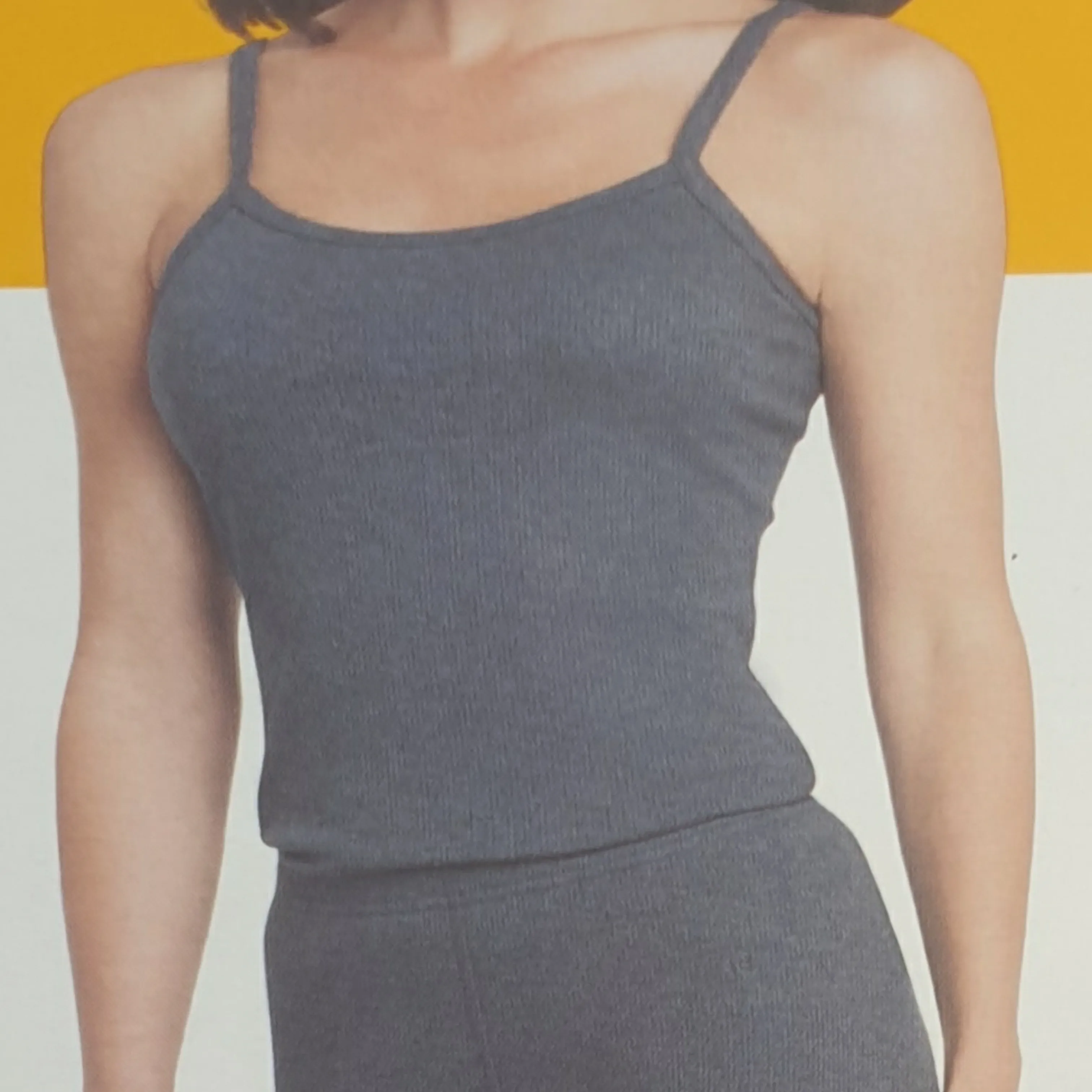 Grey Ribbed Tank Top view 2