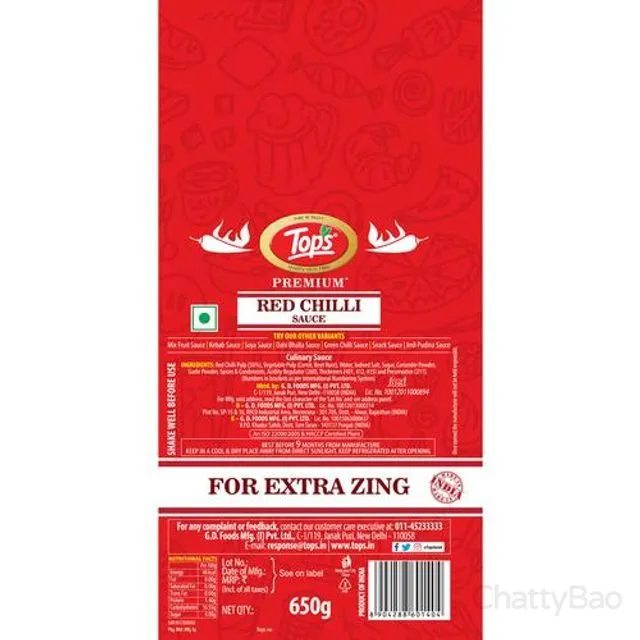 Tops Sauce - Red Chilli 650 g view 2