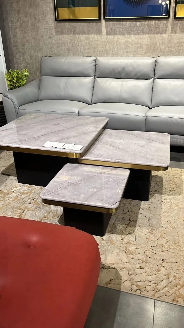 Glass Top Marble Table Imported Three Pic