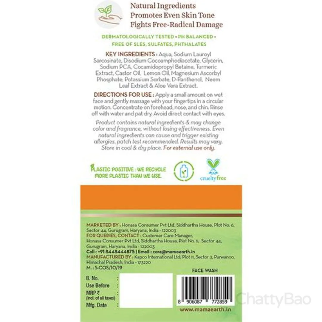 Mamaearth Vitamin C Face Wash With Vitamin C & Turmeric 100 ml view 2