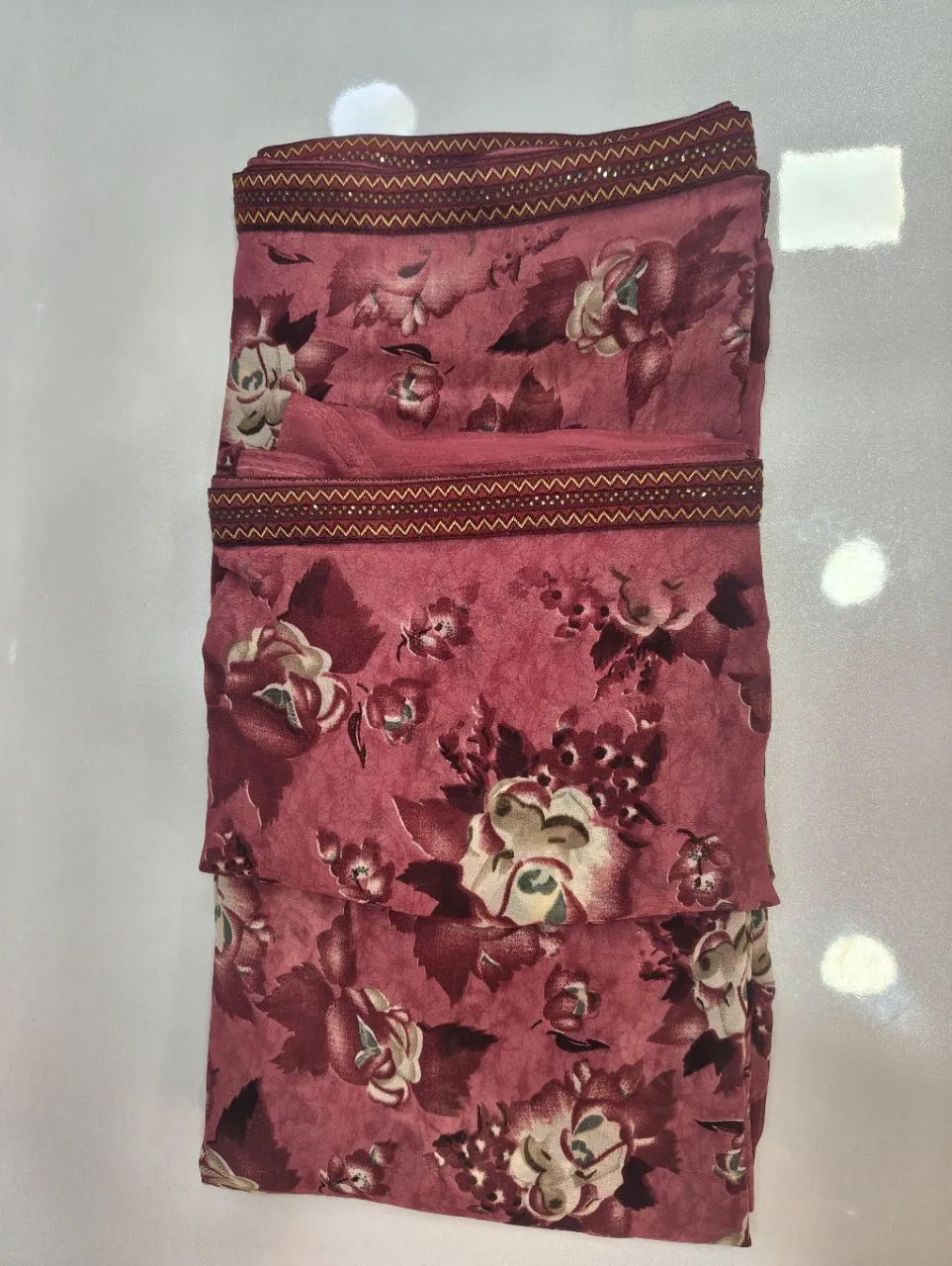 Elegant Green Floral Printed Saree with Designer Border view 7
