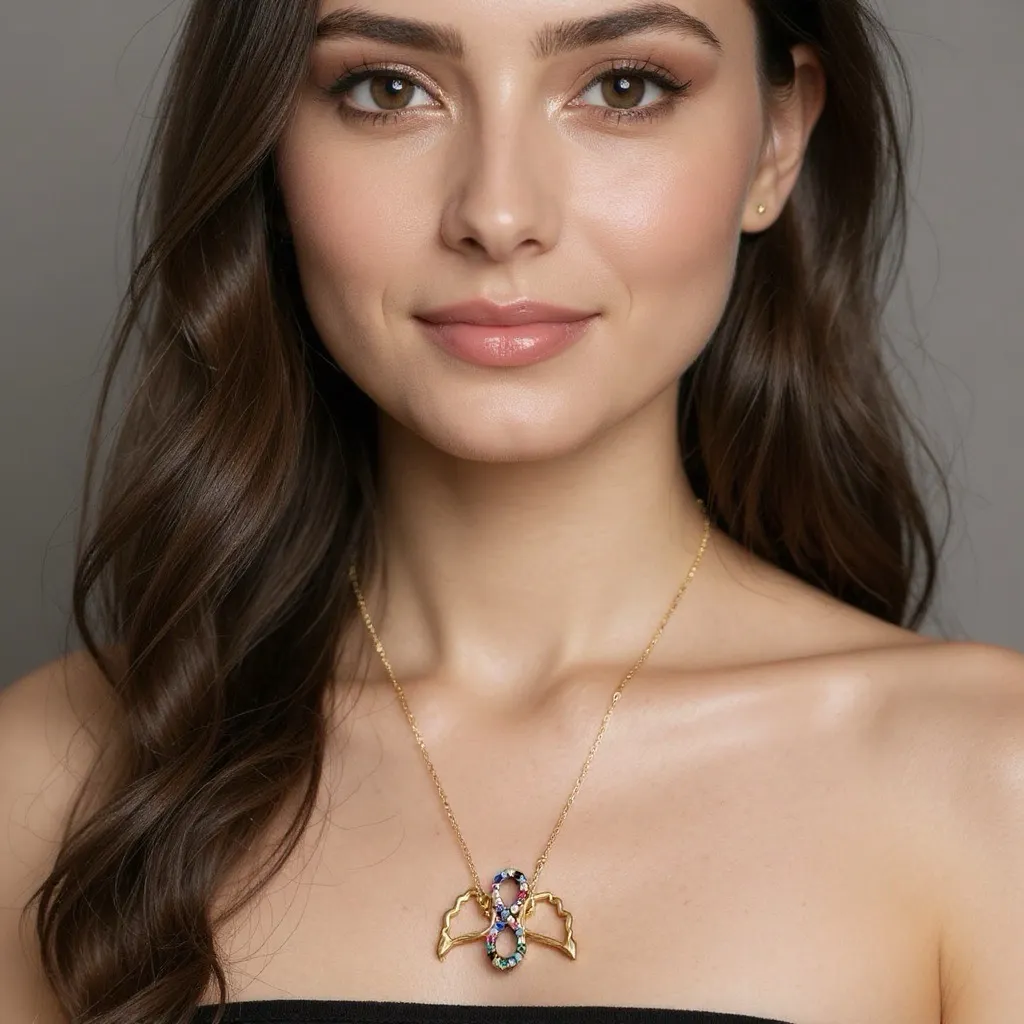 Angel Wings Infinity Pendant Necklace