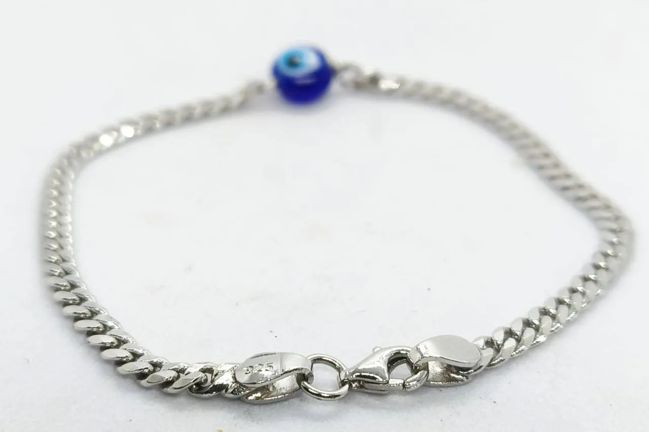 Silver Chain Bracelet with Evil Eye Charm (AVSBR-24) view 4