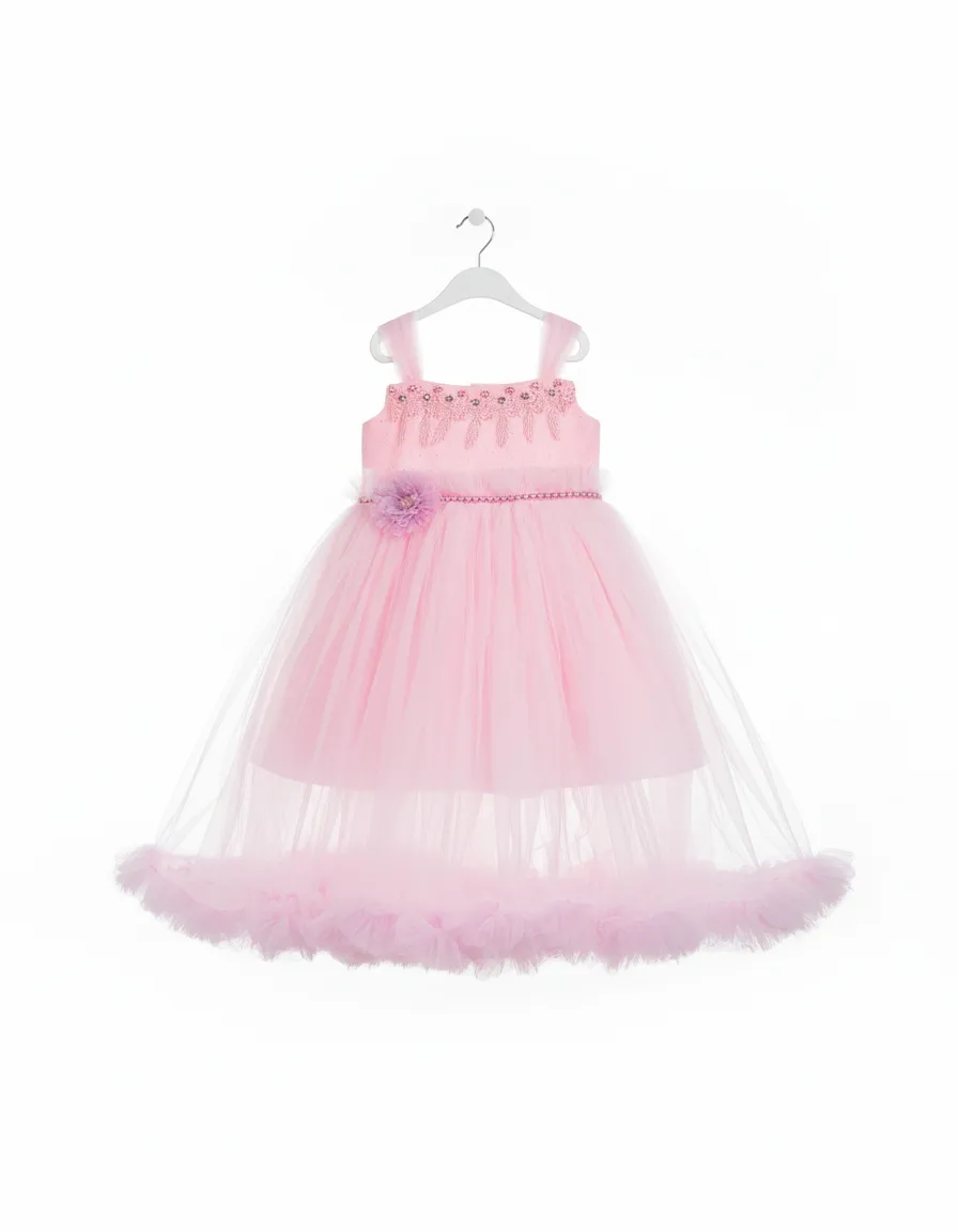 Girls Pink Party Dressks view 2