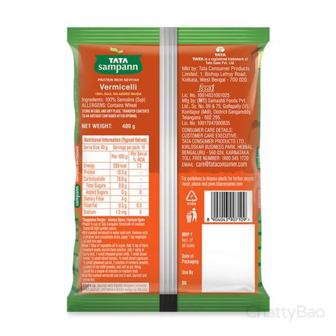 Tata Sampann Unroasted Roasted Vermicelli / Seviyan 400 g view 2