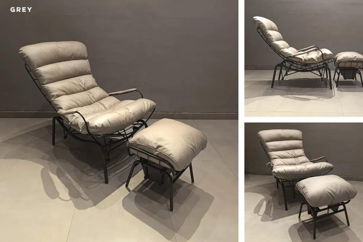 Grey Recliner and Ottoman Set: IFC/835/GREY view 2