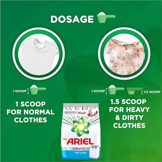 Ariel Matic Detergent Washing Powder Top Load 5Kg plus 3Kg view 5