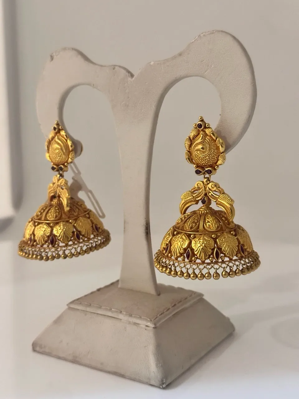 Traditional Gold Jhumka Earrings view 2