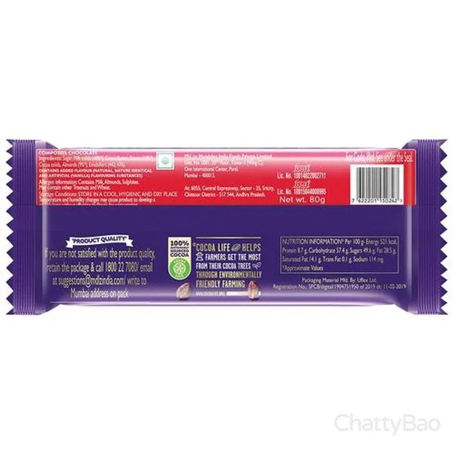 Cadbury Dairy Milk Fruit & Nut Chocolate Bar 80 g view 2