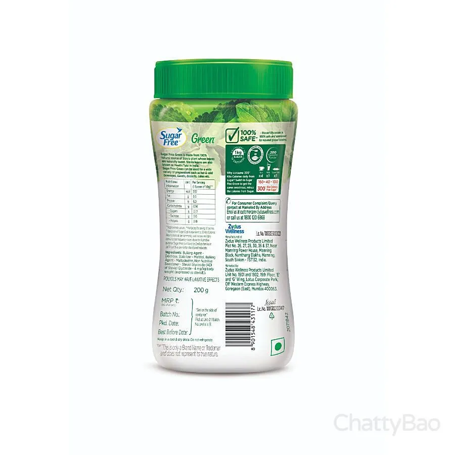 Sugar Free Green Sweetener With Stevia 200 g view 2