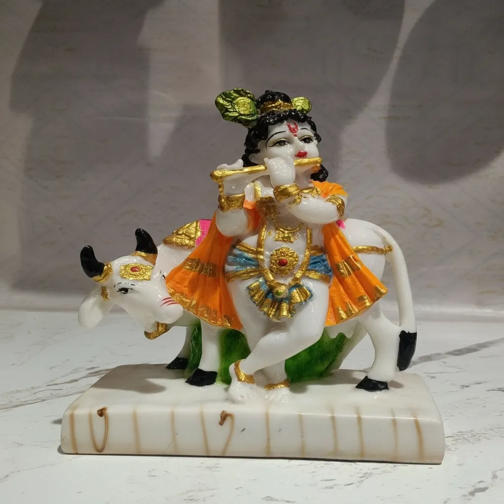 Krishna with Cow Figurine