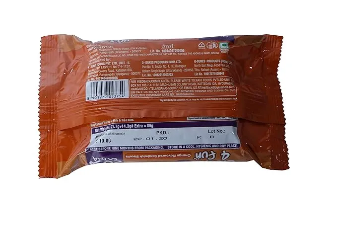 Dukes Creme 4 Fun Orange Flavoured Sandwich Biscuits 86 g view 2