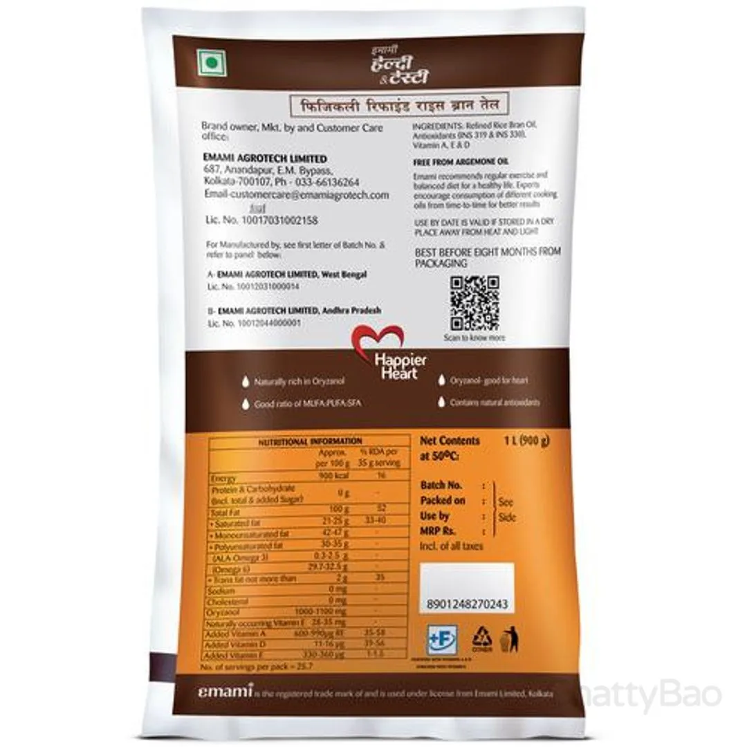 Emami Healthy & Tasty - Rice Bran Oil Pouch 1 L view 2