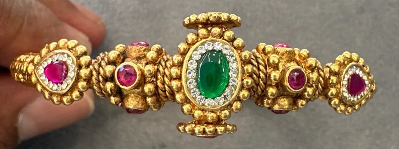 Gemstone Golden Openable Bangle view 3