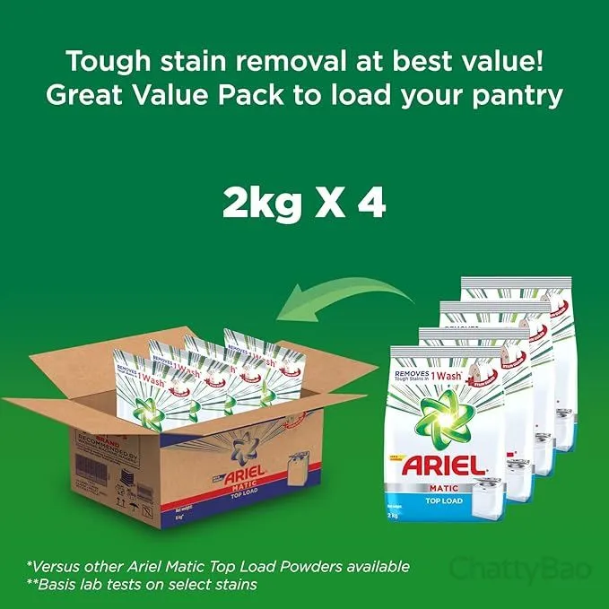 Ariel Matic Detergent Washing Powder Top Load 5Kg plus 3Kg view 3