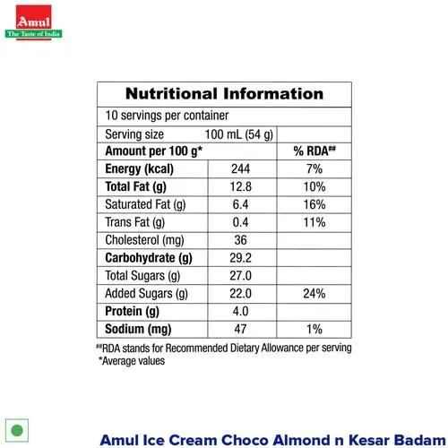 Amul Ice Cream - Choco Almond N Kesar Badam 1 L view 3