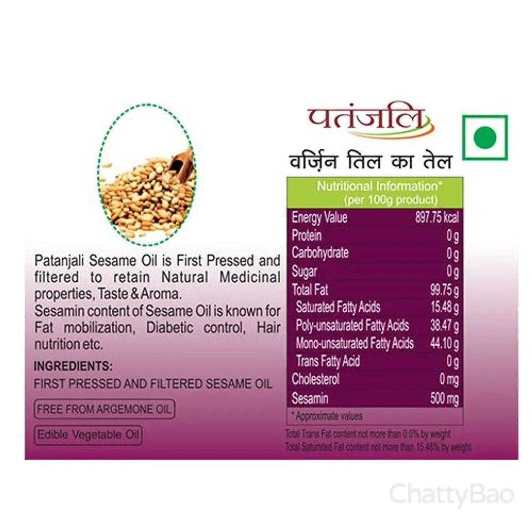 Patanjali Sesame Oil Bottle 1 L view 3