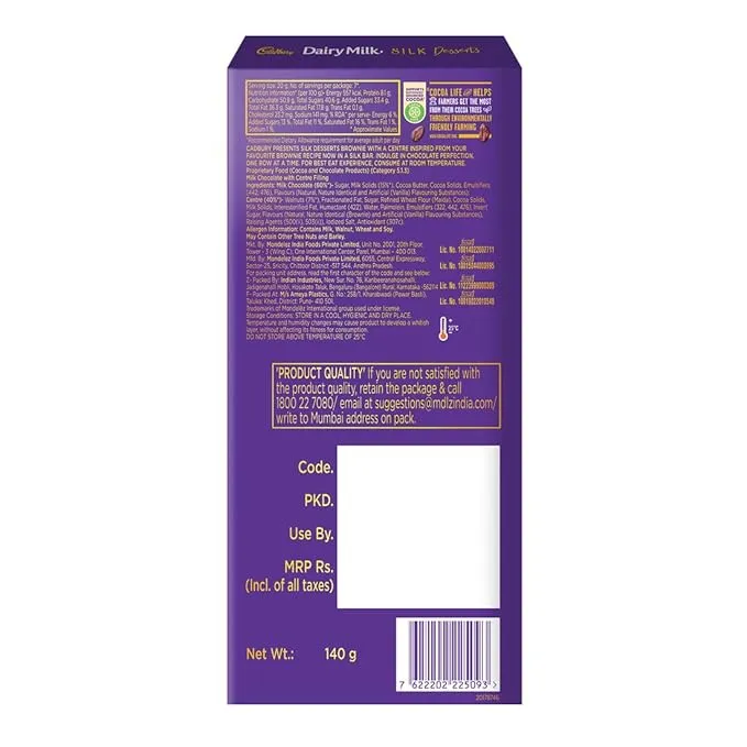 Cadbury Dairy Milk Silk Desserts Brownie - Walnut 140 g view 2